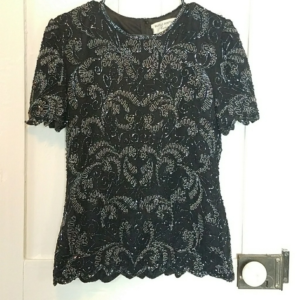 Papéll Boutique Vintage Elegant Beaded Top